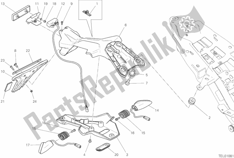 Toutes les pièces pour le Support De Plaque du Ducati Monster 1200 S Brasil 2018